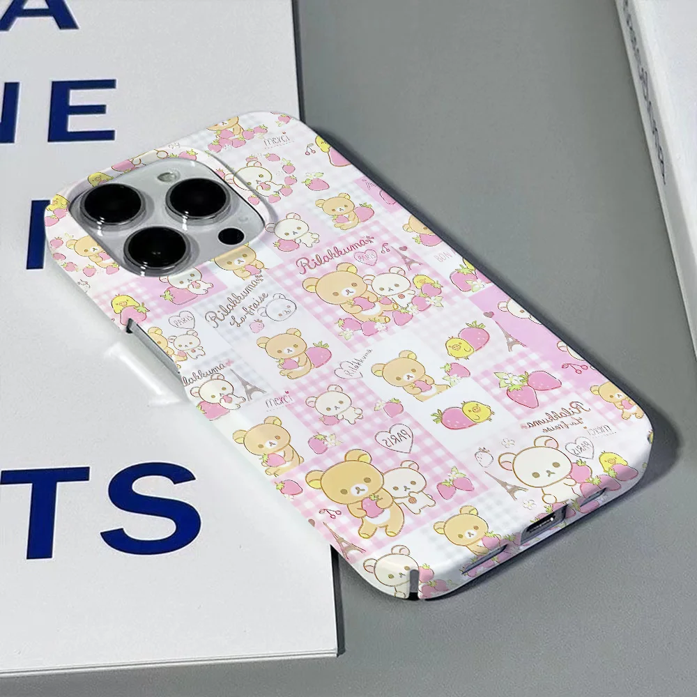 Hot Cartoon Lovely Rilakkumas Phone Case for IPhone 16 15 14 13 12 11 Pro Max X XS XR XSMax 7 8 Plus Glossy Film Hard PC Cover