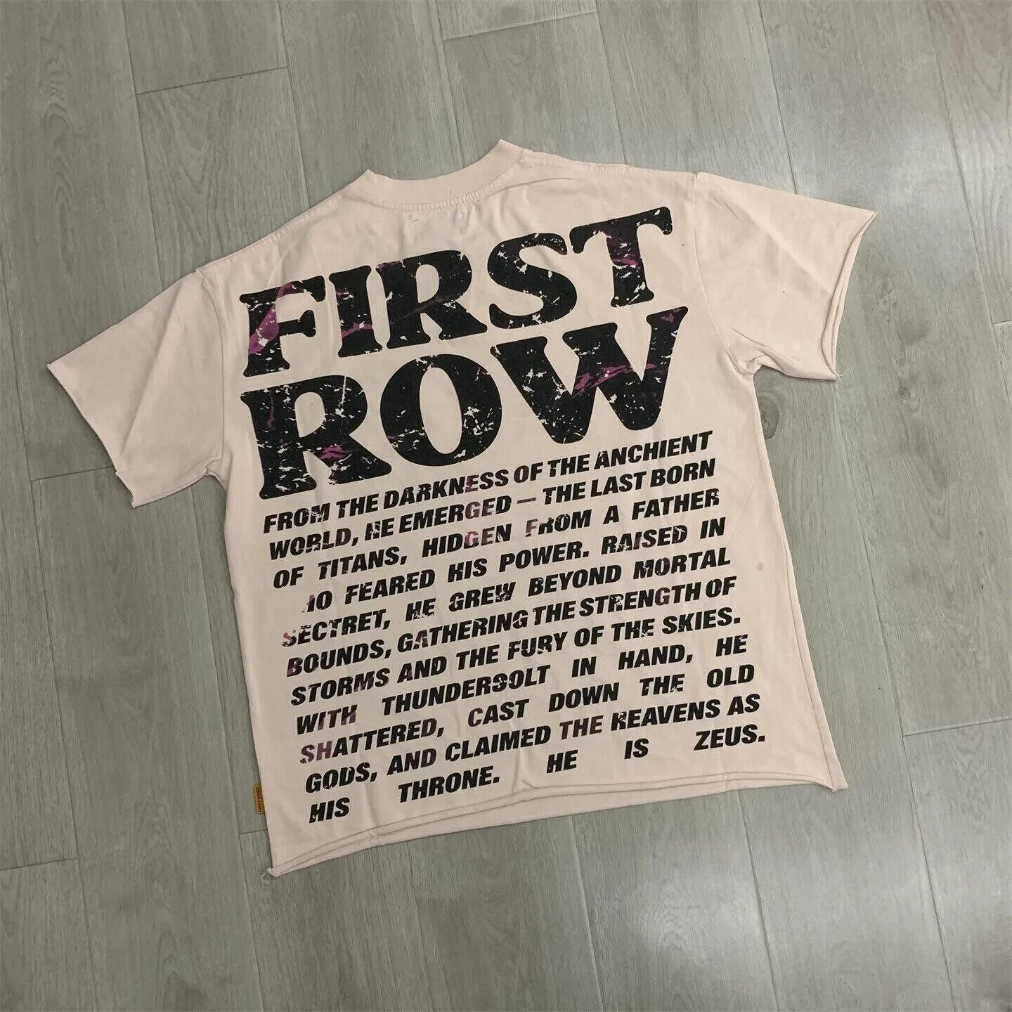 First Row Retro Urban Street Style Logo Printed Beaded Short-Sleeved T-Shirt Loose High Street Casual Shirt Summer