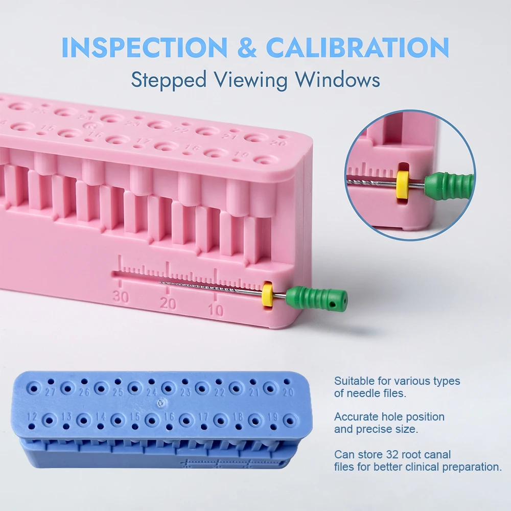 2pcs Dental Endo Measuring Block Holder Root Canal Ruler Silicone Endodontic File Block Stand Organizer with Measuring Scale