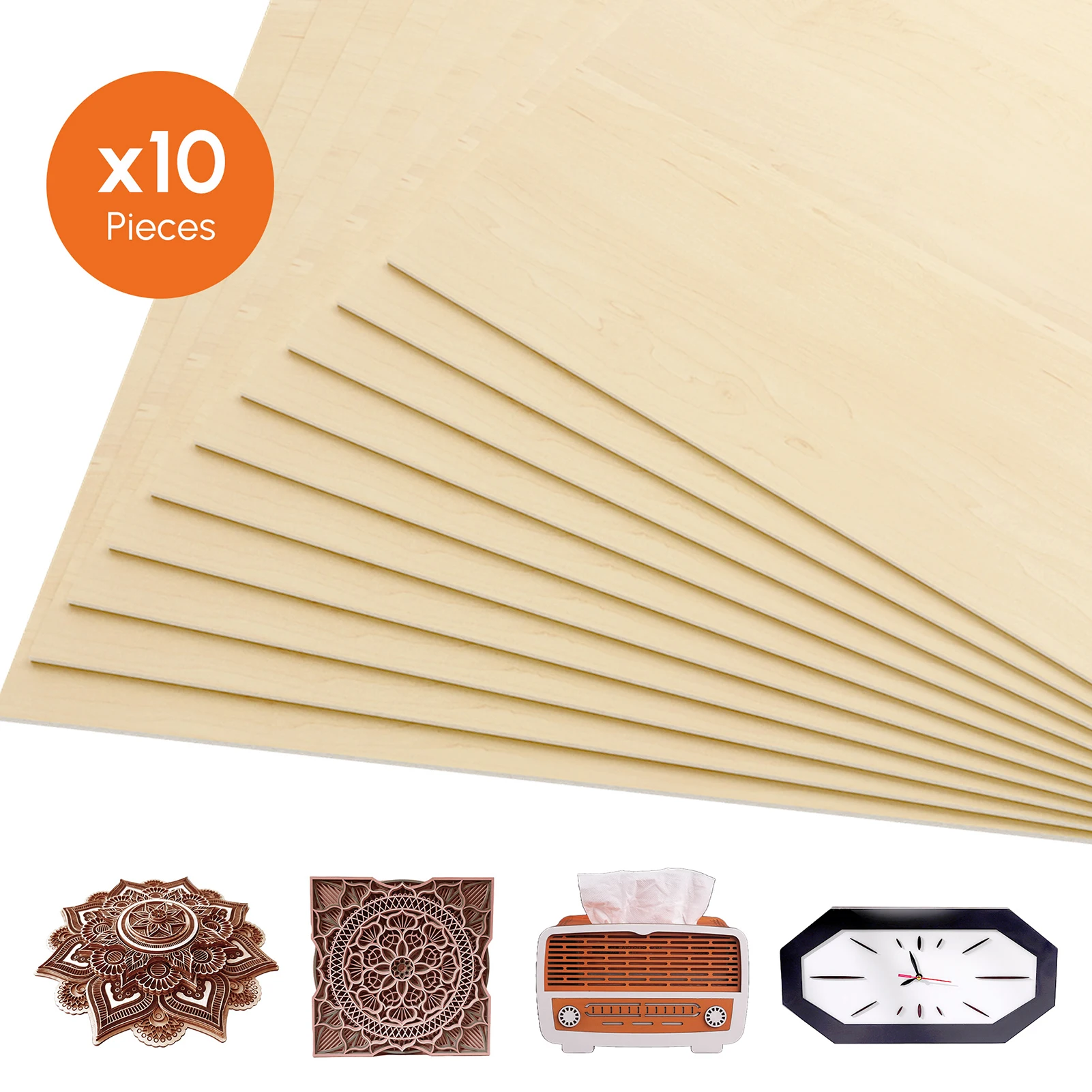 10PCS 30*30cm Plywood Plates 11.8in*11.8in Basswood Sheets Square Unfinished Wood Board for DIY Crafts Laser Cutting Wood