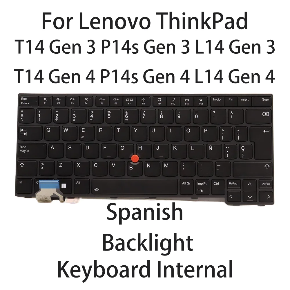 

Новая клавиатура для ноутбука Lenovo ThinkPad T14/P14s/L14 Gen 3 Gen 4 с испанской подсветкой 5N21D68243 5N21D68076 5N21D68169 5N21D67980