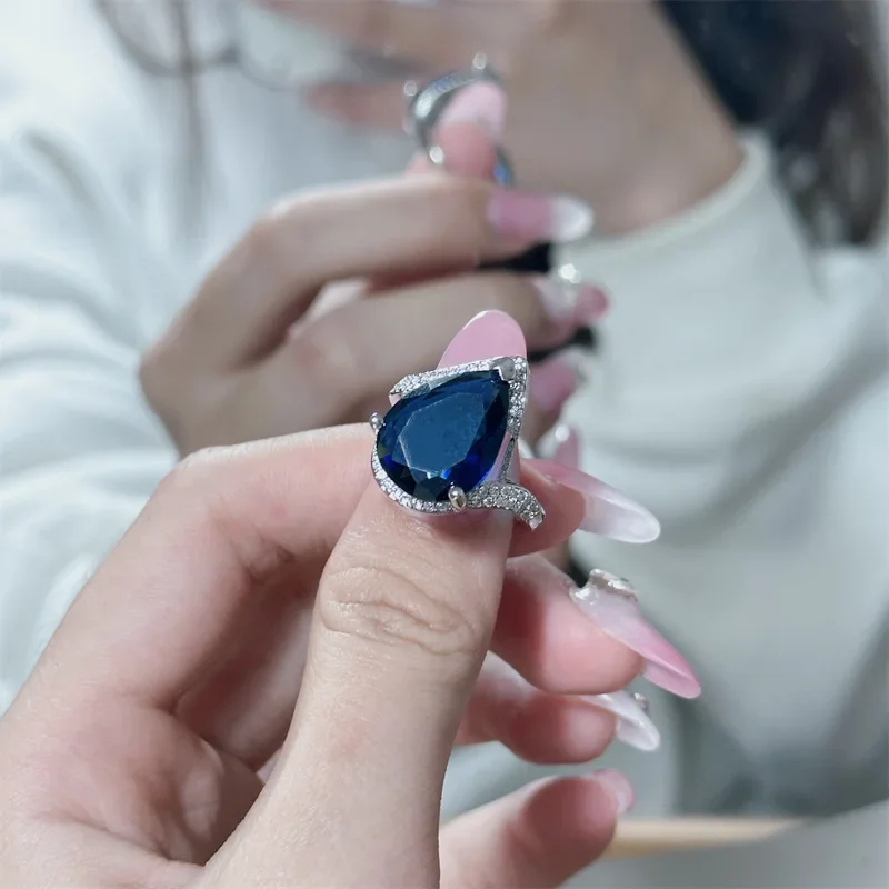 

MDL Moissa!ite Style New Products European And American Noble Imitation Tanzanite Sapphire Open-ring Bracelet