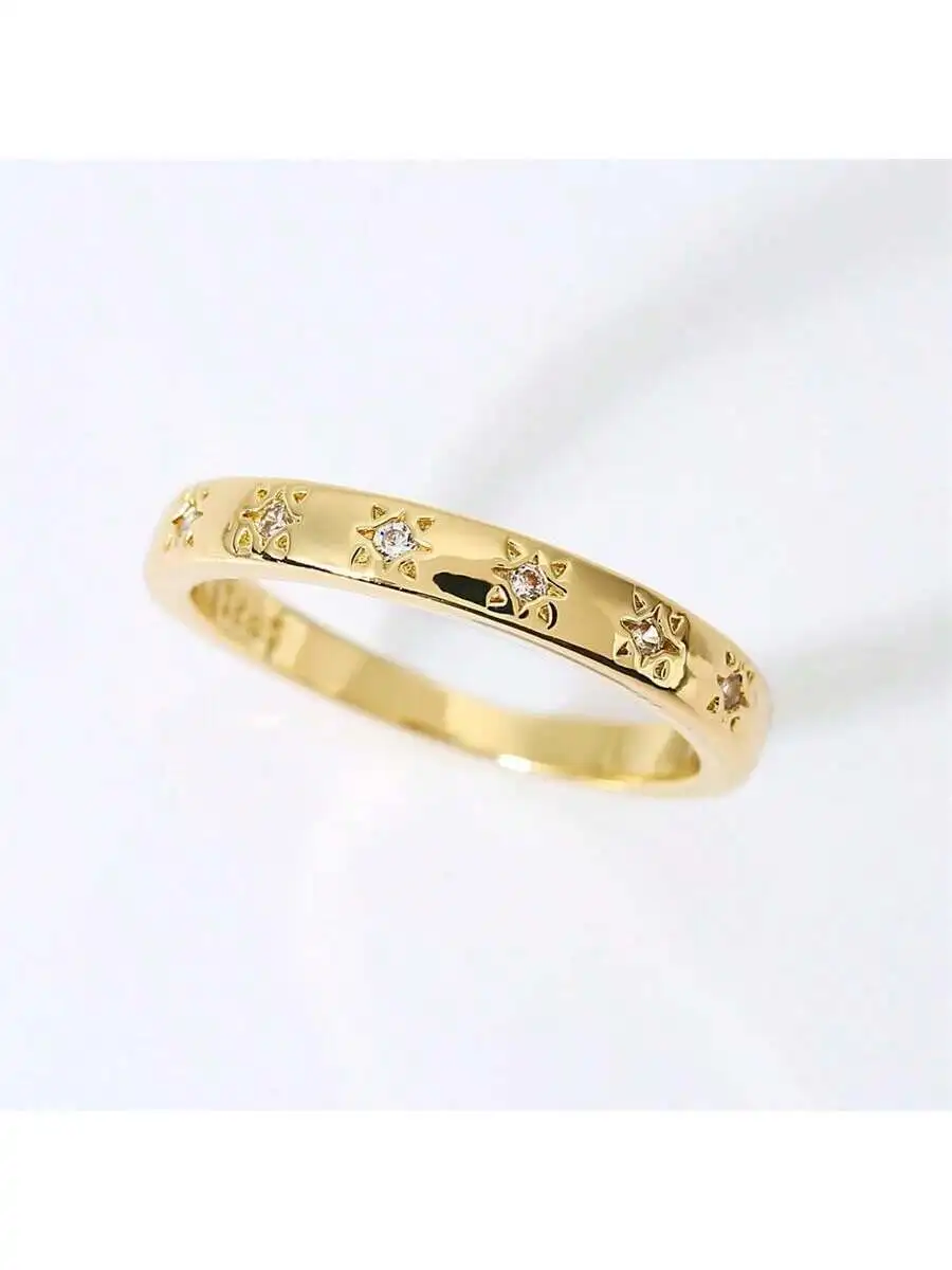

Fashion Minimalist Stackable Copper Ring With Star Pattern For Women Party Wedding Jewelry