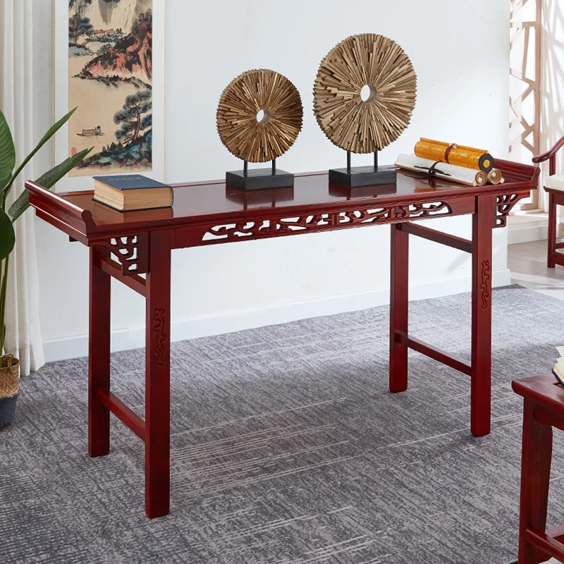 New Chinese-style entrance table Solid wood entry strip incense case Modern simple wall end view  Living room