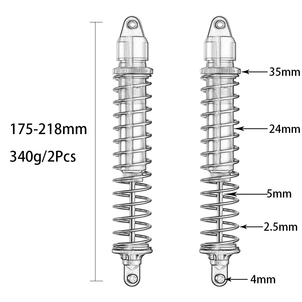 1:5 175-218mm 2PCS Aluminum Metal Oil Shock Absorbers Damper #7761 For RC Car Part 1/5 Traxxas X-Maxx X Maxx 77076-4 NEW ENRON