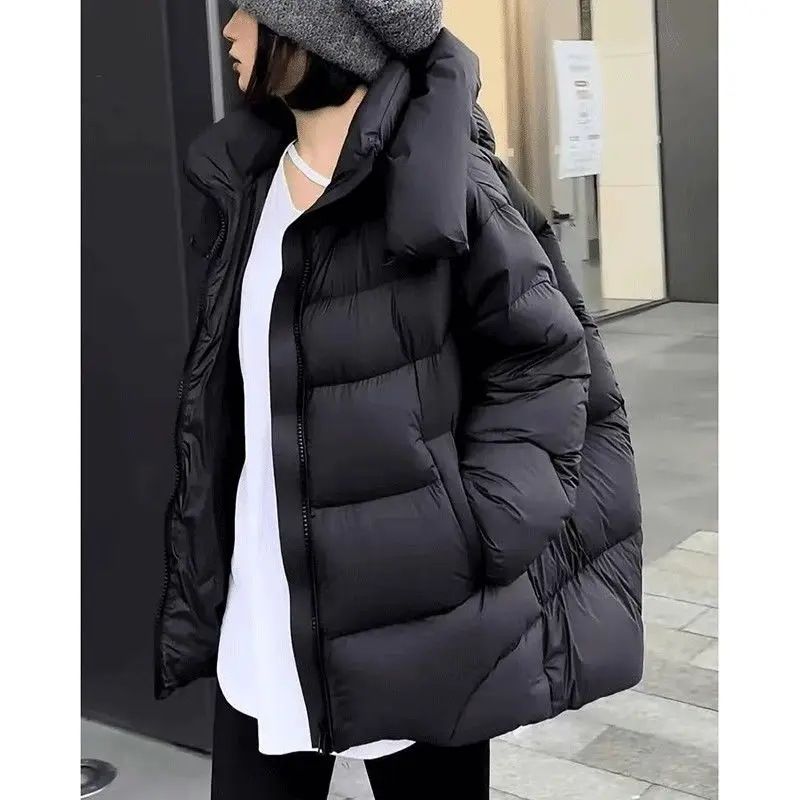 

Новый модный зимний женский пуховик, свободный пушистый пуховик с капюшоном