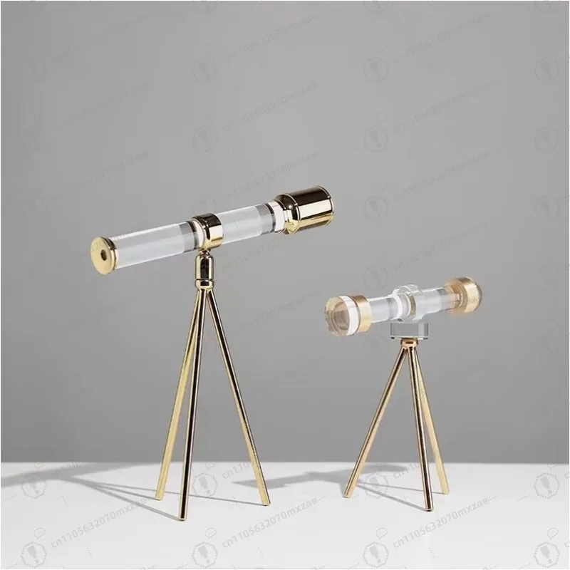 

Luxury home decoration artifact, newly designed retro crystal telescope, gold metal craft tabletop ornament