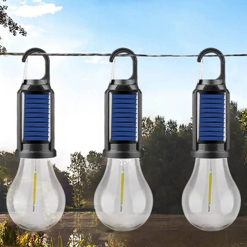 

Rechargeable Solar Lamp Bulbs Warm Light Outdoor Long-Range Hook-Mounted Camping Atmosphere Tent Lamps Luces Solares