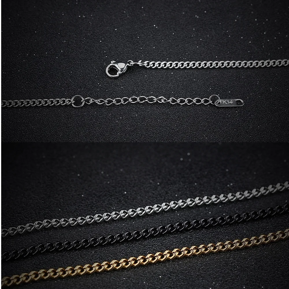 الفولاذ المقاوم للصدأ ربط سلسلة قلادة للرجال النساء فاسق الذكور المجوهرات قابل للتعديل