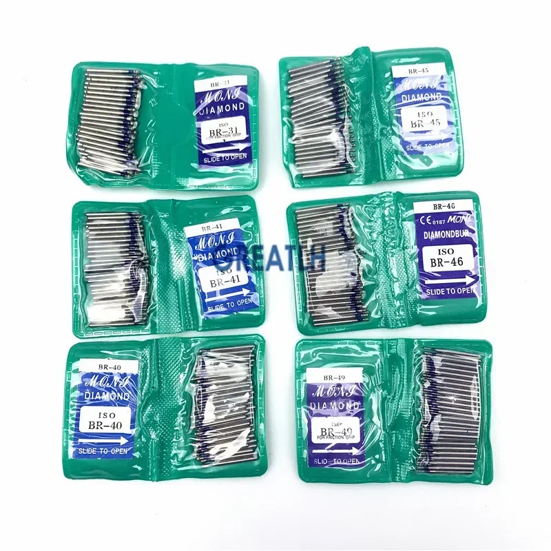 Diamante dental de alta velocidade para polimento dentário, série BR, FG, 1.6mm, 50pcs