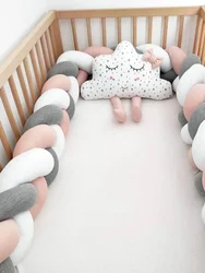 4M Knot Braid Bumper Infant Cradle Cot Protector Plush Pillow Cushion Crib Anti-collision Room Decor Baby Bed Bumper