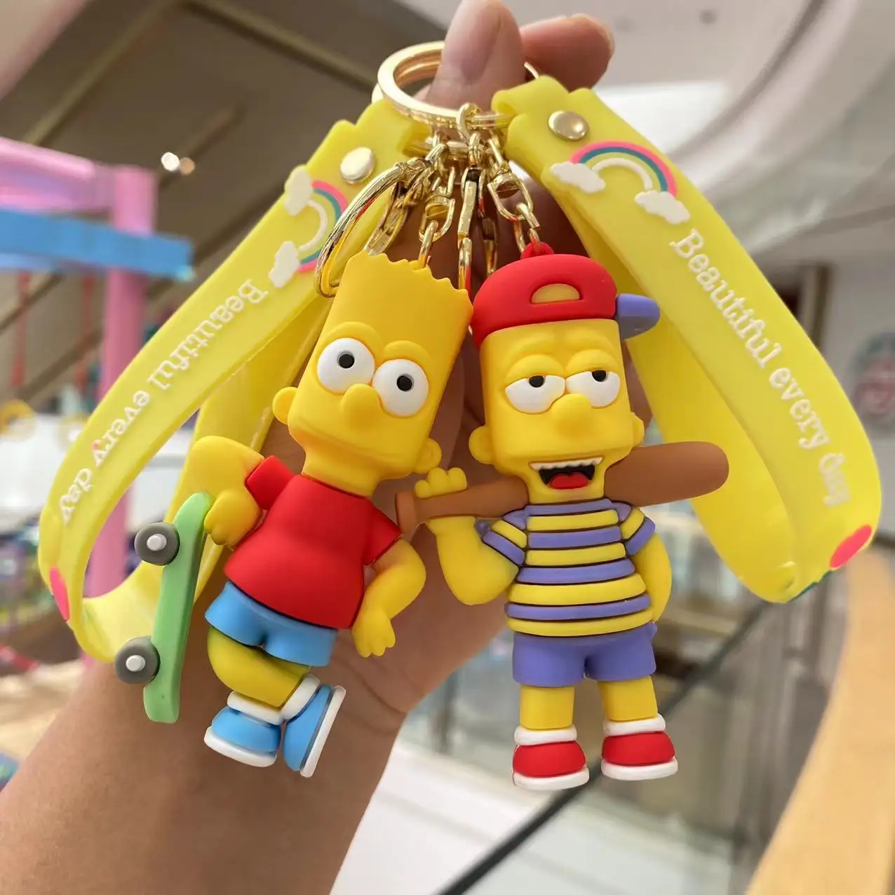 أنيمي عائلة سمبسنز المفاتيح الكرتون لطيف كيرينغ حقيبة ظهر الطالب سيارة مفتاح سلسلة هدايا عيد الميلاد