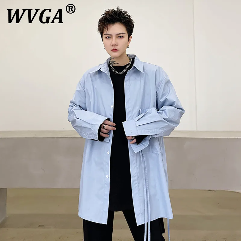 

WVGA Spring Autumn New Man Tide High Street Niche Design Pocket Trendy Long Sleeve Shirts Niche Handsome Chic Casual Shirt W9154