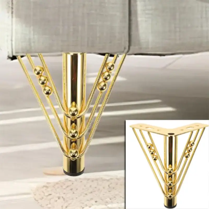 15CM Furniture Legs Couch Support Feet Metal Gold Sofa Table Dresser Extenders Chair Simple Replacement Parts Iron Couch Feet