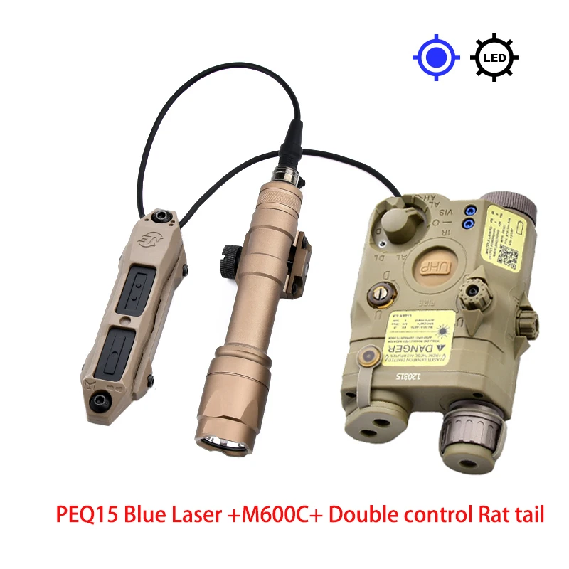 Tactical PEQ-15 Red and Green Laser Indicator Surefir M600 M300 Airgun Weapon Light Outdoor Hunting M416 AR15 Flashlight Set