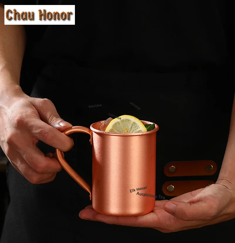 ZAEYORIA 400Ml 16.0Oz 100% Copper Moscow Mule Mug Durable Coppery Beer Mugs Coffee Milk Cup Pure Drinkware
