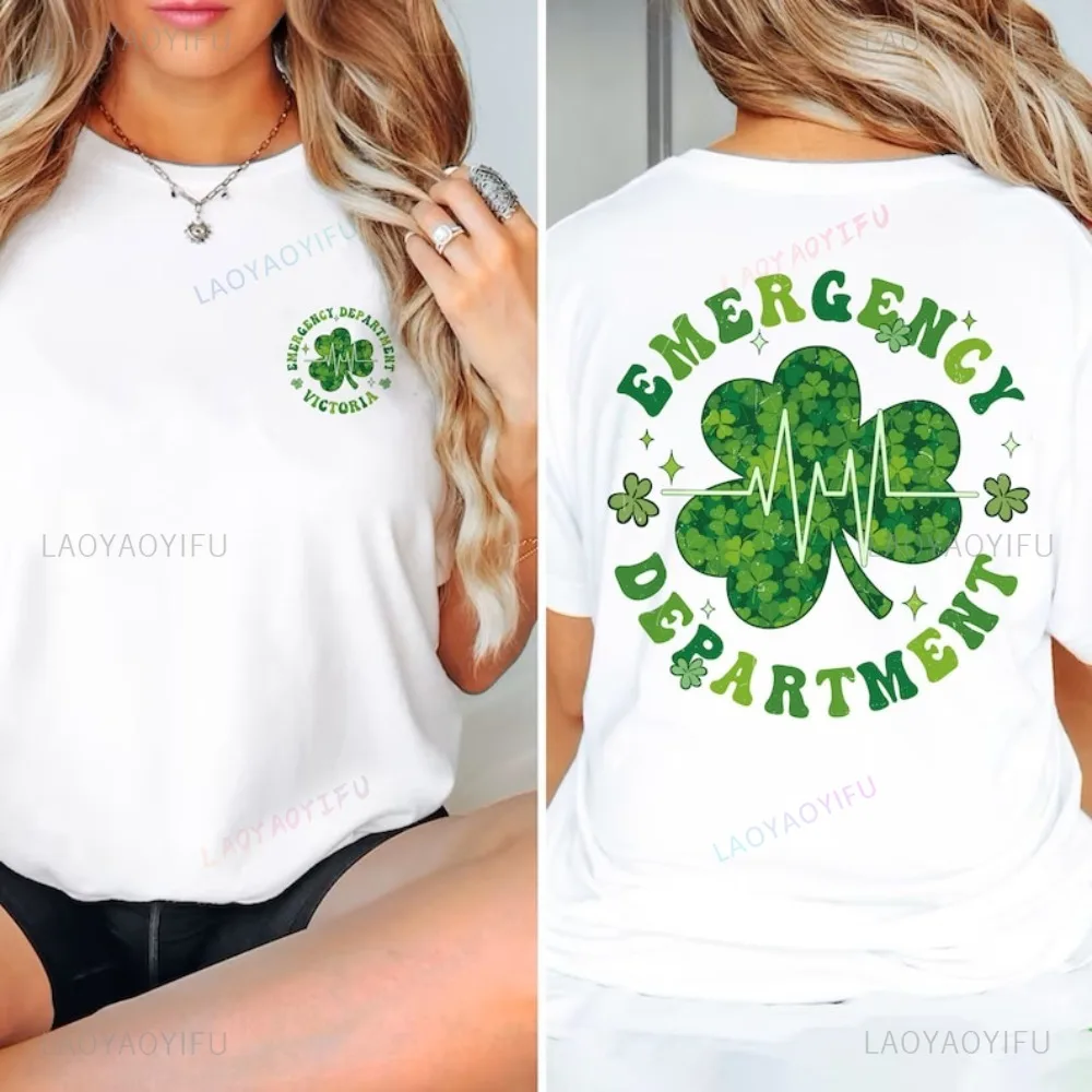 2025 Department St. Patrick's Day Shirt Unisexes T-shirt Emergency Room Lucky Nurse Gift Irish Women's Shirt Nursing Tops