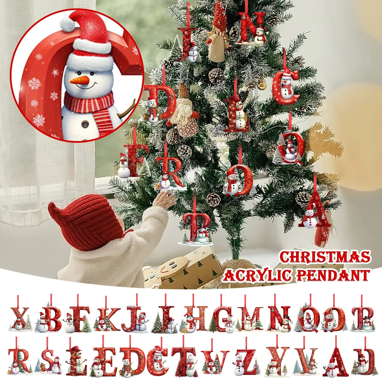 26 letters acryl hanger voor kerstboom gepersonaliseerde kerstversiering vakantiehuis ornamenten Navidad 2025 cadeau kerstdecor
