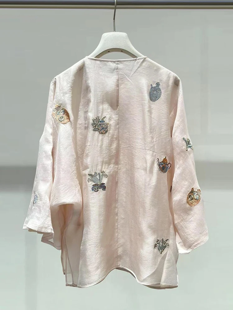 

Ele Embroidered Loose irt Women's Faion Summer New Chinese Sle Casual Top Women's Premium Clothing Nu