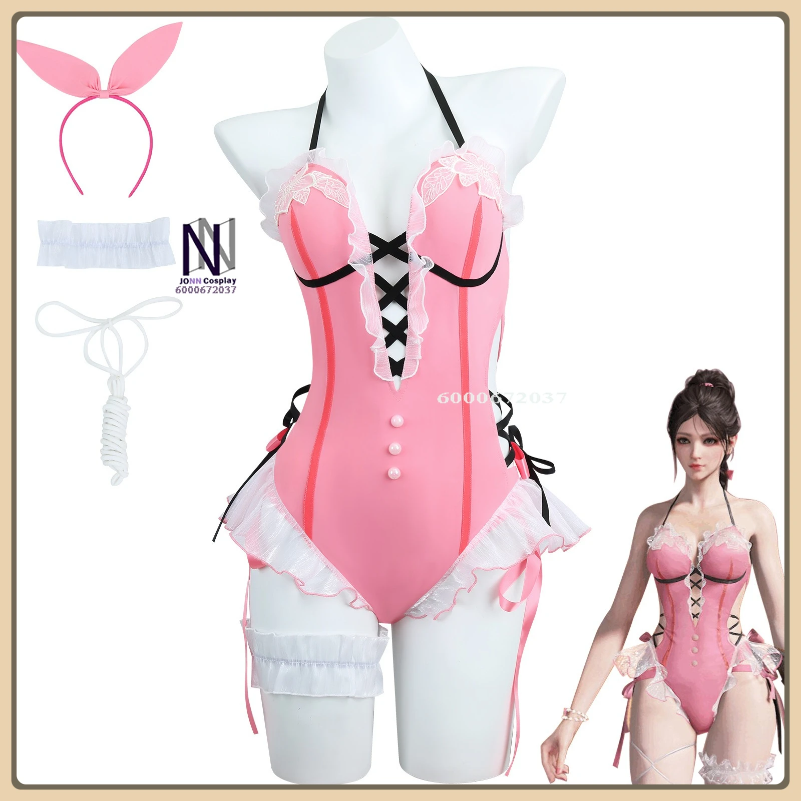 

Hot Feria Shen Cosplay Costume (Sweet Summer Style) Two-Piece Swimsuit + Garter Full Set High Quality Anime Clothes (Female)