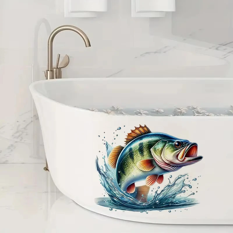 Small mouth Bass Fish Stickers, Bedroom Entryway Living Room Porch Home Decoration Wall Stickers, Removable Stickers M1669