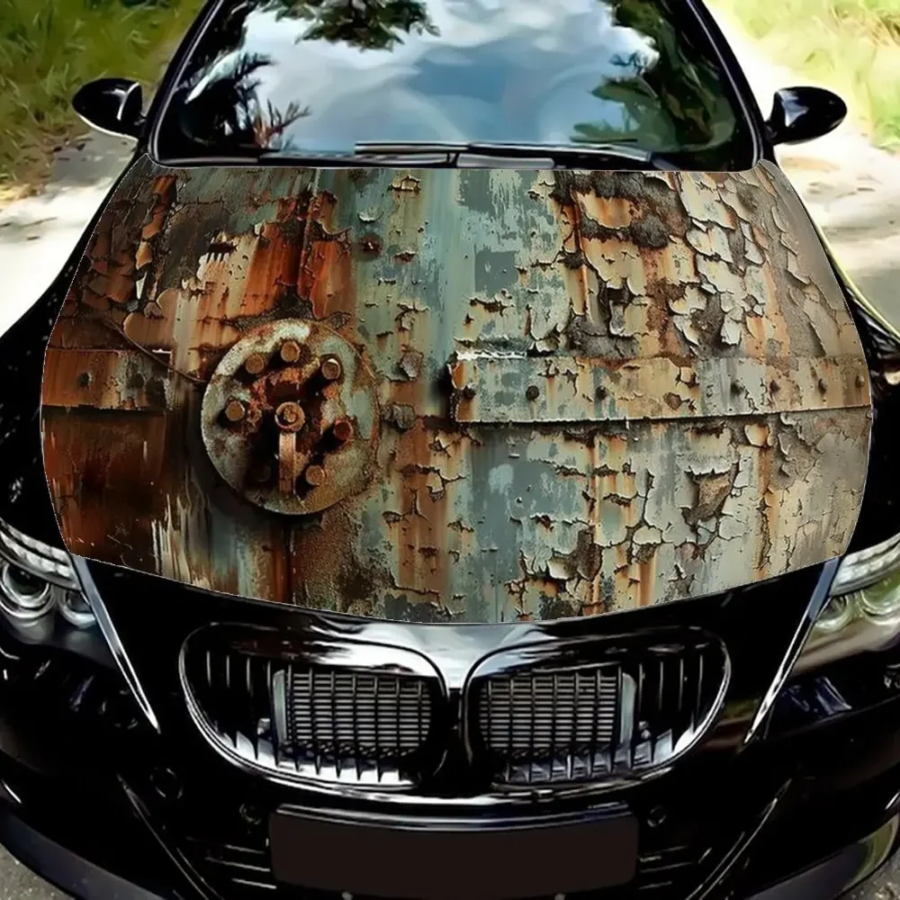 

Классическая ржавая металлическая пленка на капот автомобиля в стиле гранж, цветная виниловая наклейка, графический капот грузовика, автоаксессуары, украшение, наклейка, подарок