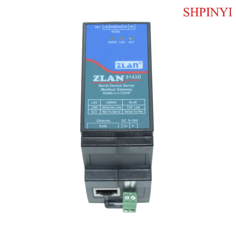 ZLAN5143D Trilho DIN RS485 para Ethernet RJ45 Conversor Dispositivo de Servidor Modbus RTU TCP Gateway