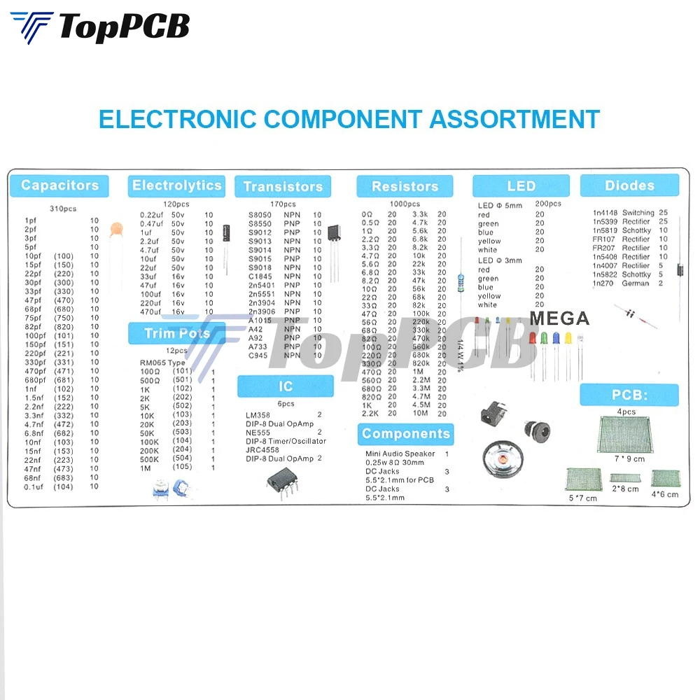 DIY Electronic Kit Electrolytic Capacitor Transistor Resistor LED Diode IC Speaker DC Jack Adapter for Arduino Nano UNO