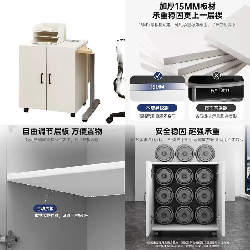 for Side Cabinet Edge Few Printer Cabinet Floor to Ceiling Copier Workbench Mobile Low Cabinet with Pulley Large Printer Base