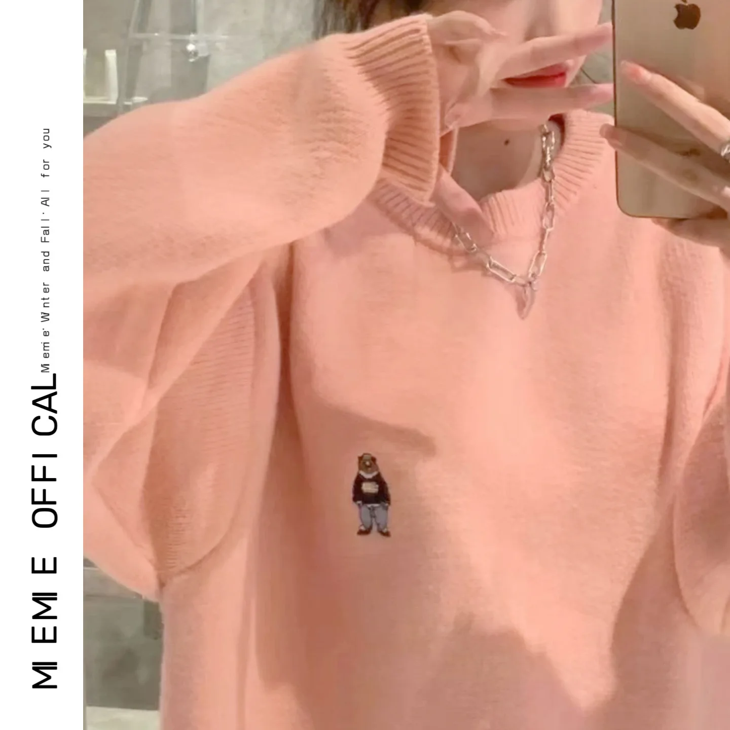 

Women's Thiened Bear Embroidery Design round Ne Color Knitted Long Sve Sweater Comfortable Casual Faion Winter...