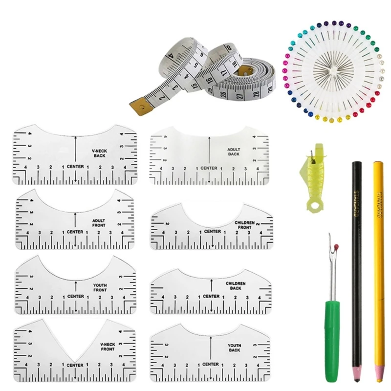 T-shirt Alignment Ruler T-shirt Ruler Guide Tool with Soft Tape Measure, Dropshipping