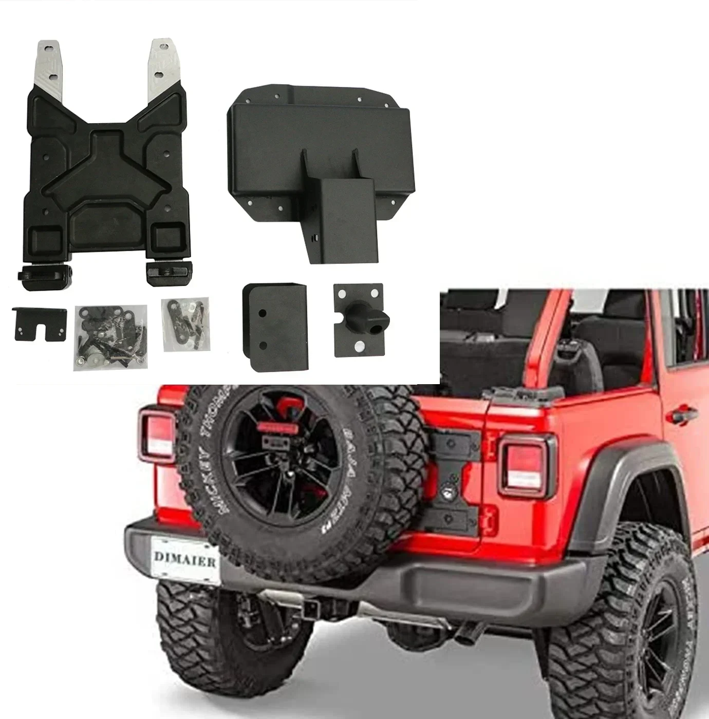 Car Spare Tire Carrier Tailgate Bracket Hinge Reinforcement Kits For 2018-UP Jeep Wrangler JL