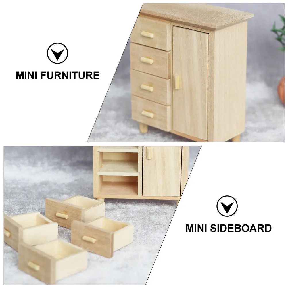 

1Pcs Mini Furniture Cabinet Miniature Sideboard Compact Storage Rack DIY Creative Decoration for Mini House Cabinet Model