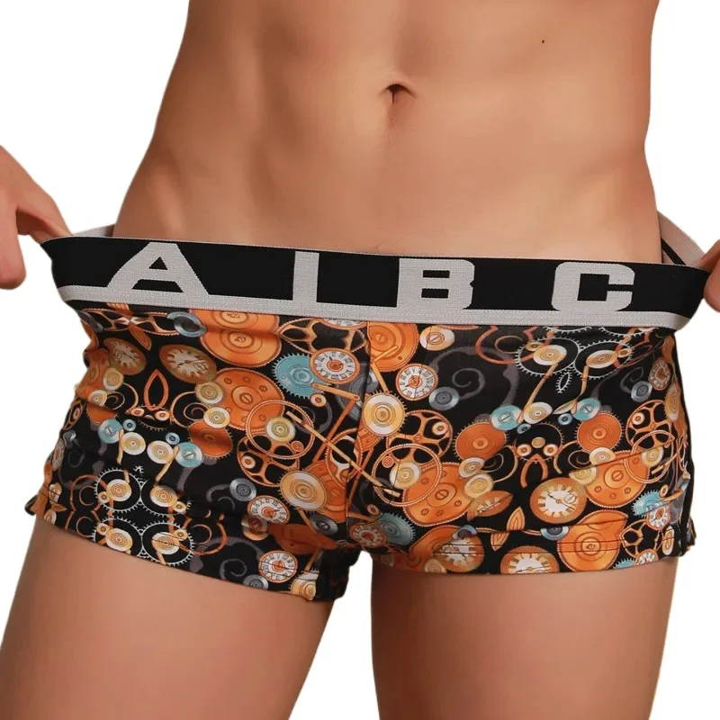 

Men Cotton Boxer Briefs Low Rise Cartoon Print Casual Homewear Boxy Underwear Youth Fashion Comfort Breathable Sports Underpants