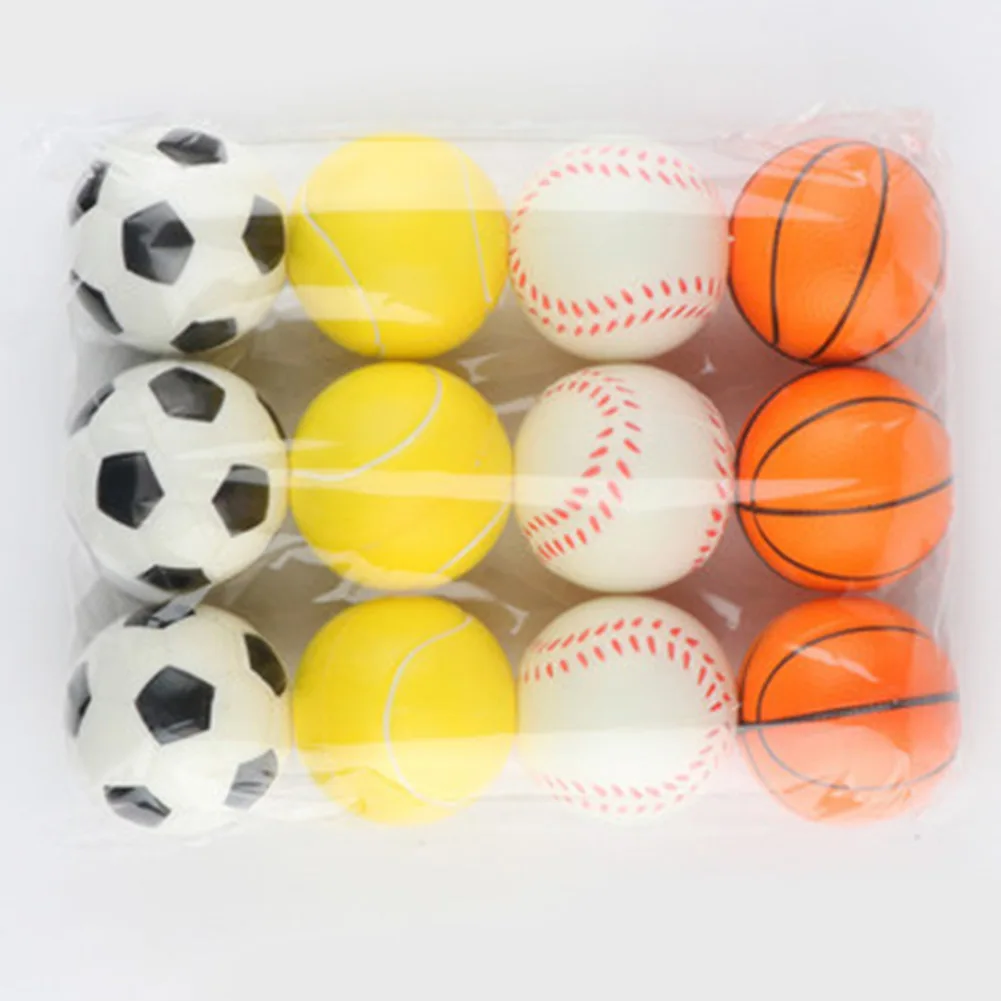 ミニソフトサッカーバスケットボール野球テニスおもちゃ 6.3 センチメートル発泡ゴムスクイズボール抗ストレスおもちゃボールサッカーハンドエクササイズ