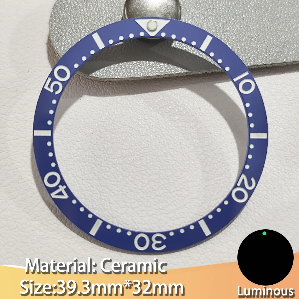 39.3mm Flat Ceramic Bezel Luminous Men's Watch Replacement Watches Accessories Parts Insert Bezels Diving Bezel Ring NH 35