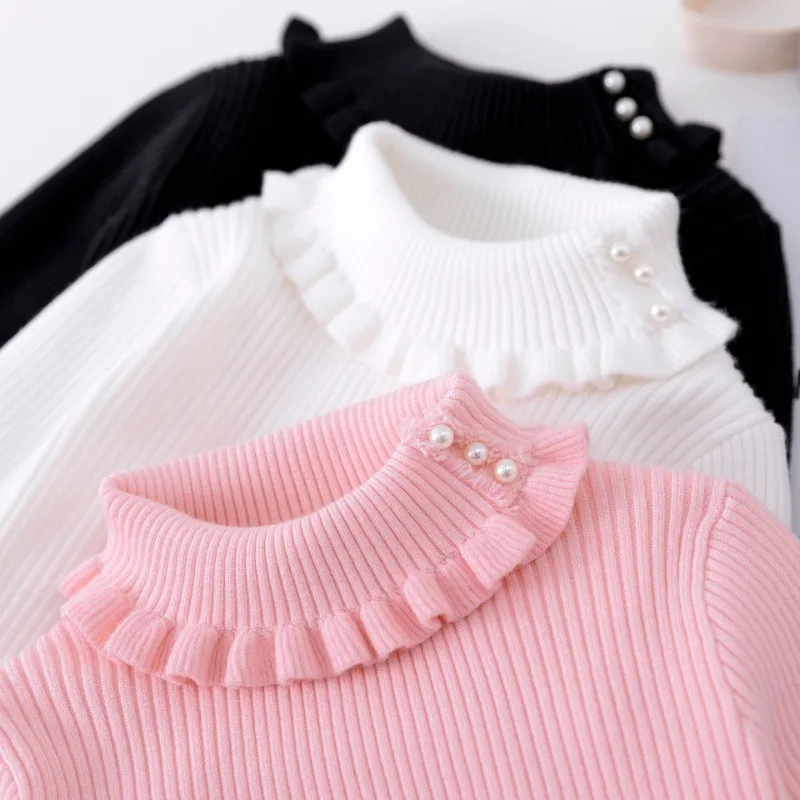 Kids O-Neck Ruched Winter Knit Pullover Sweater Apparel for Girl Clothes Winter and Fall Children'S Costume Plush Blouse 12Years