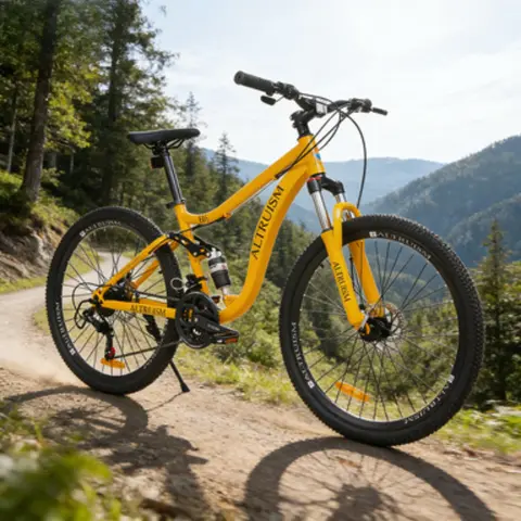 26 Inch Dual Suspension Mountain Bike for Adults, 21 Speed Adjustable Mountain Bicycle with Disc Brake, High Carbon Steel Frame