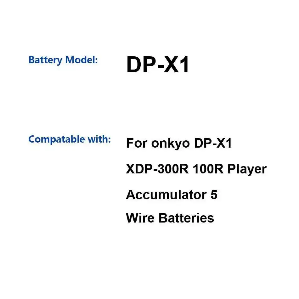 

Надежная замена аккумулятора для музыкального плеера Onkyo DP-X1 Xdp-300R 100R, 5-проводной, 1800 мАч, с быстрой зарядкой.