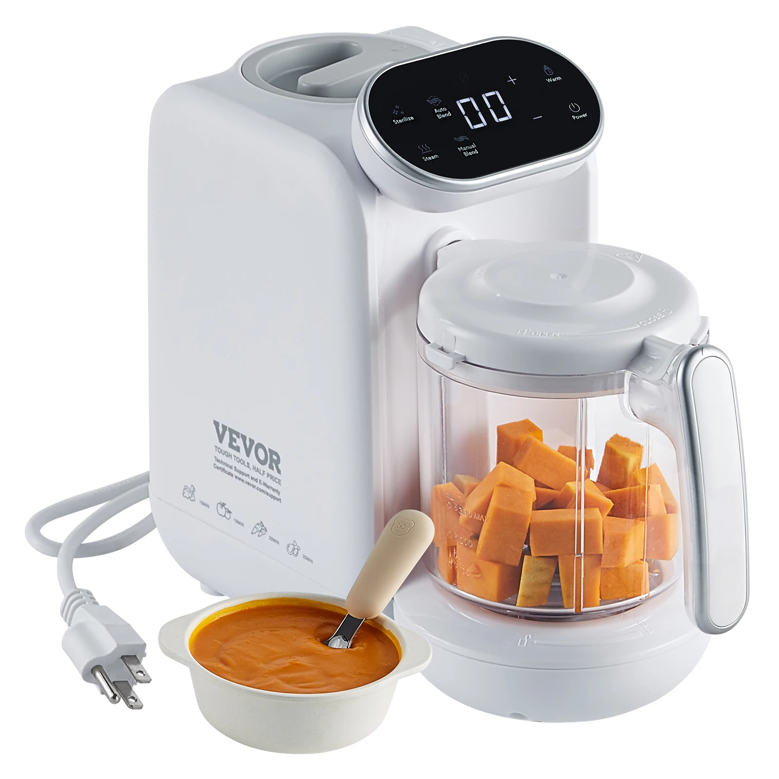 VEVOR 5 in 1 Baby Food Maker 430W Baby Food Processor with 750 ml Tritan Bowl Baby Food Puree Blender Steamer Grinder 