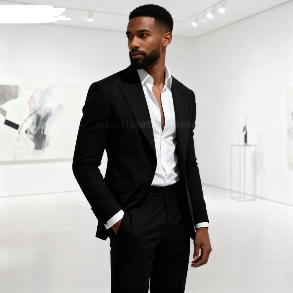 

Business Blazer and Pants Set for Men, Classic Suits, Notch Lapel, Slim Fit, Elegant, Wedding, Prom, Groomsmen, 2 Pieces