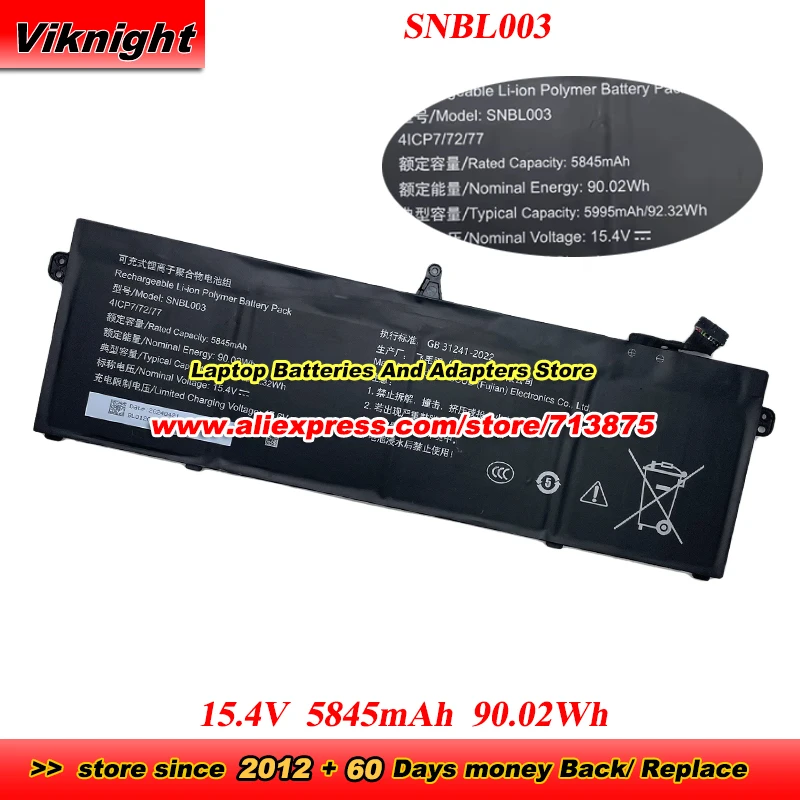 SNBL003 Battery 15.4V 5845mAh 90.02Wh for Mechrevo 15 Pro laptop Battery
