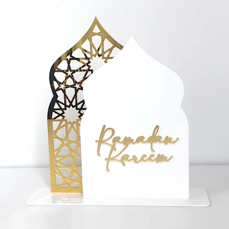 Acrylic Ramadan Ornaments Gold Black Eid Mubarak Home Table Decorations 2025 Islamic Muslim Festival Party Gifts Ramadan Kareem