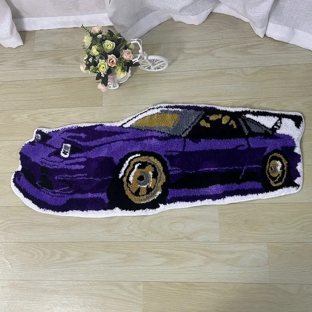 VIKAMA Cartoon Cool Car Pattern Floor Mat Waterproof Anti-Fouling Anti-Static Sofa Living Room Bedroom Home Decoration Carpet