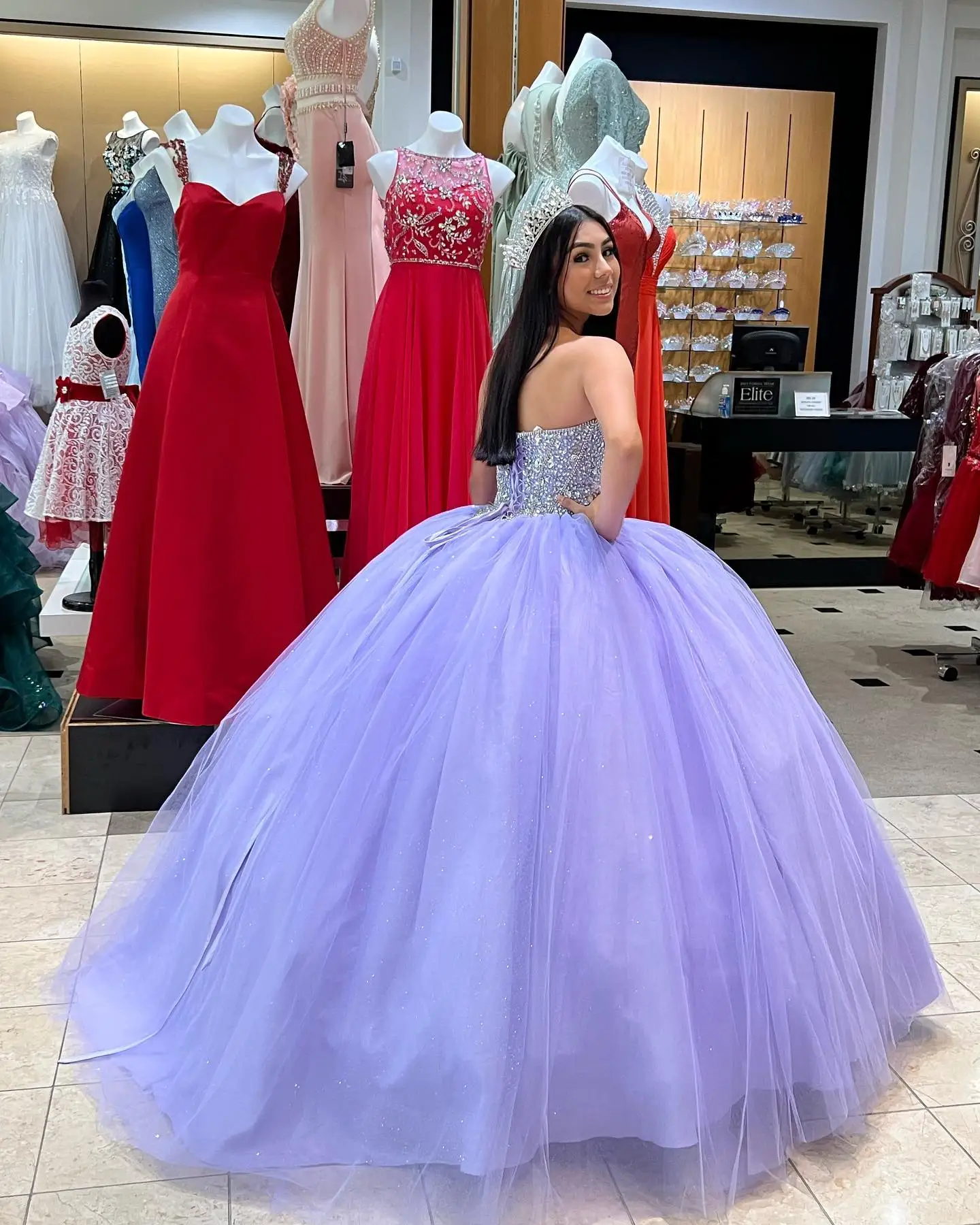 Lilac Quinceanera Dress 2023 Ballgown Crystals Sequin Bling Charro Mexican Sweet 16 Girl Gown vestido de 15 anos Sweetheart Neck