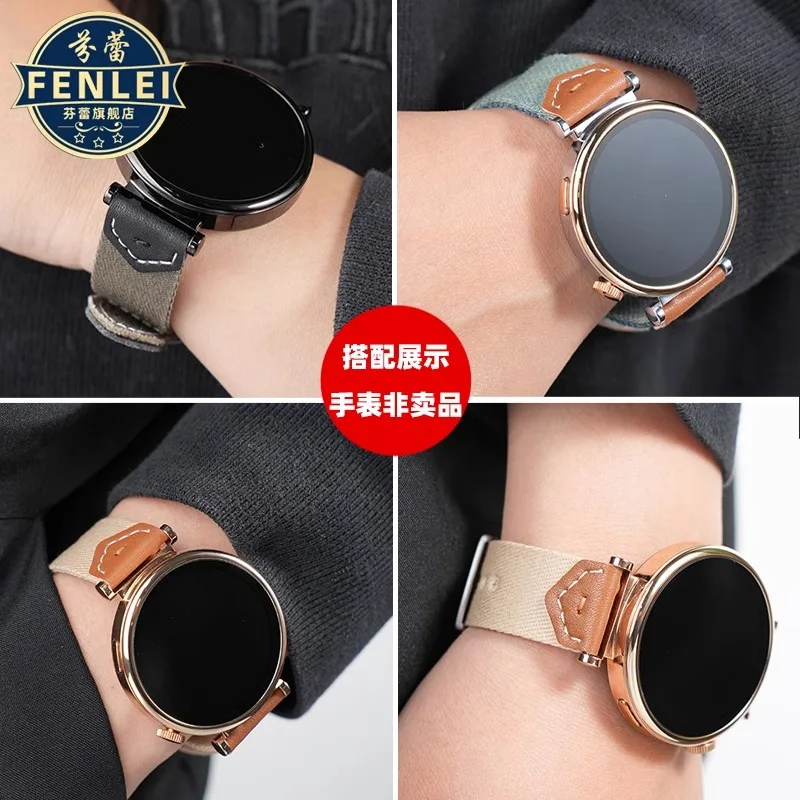 18mm macio tecer pulseira de couro de náilon para huawei relógio gt5 pro 42mm pulseira de pulso feminino relógio gt5/4 41mm lona correa pulseira