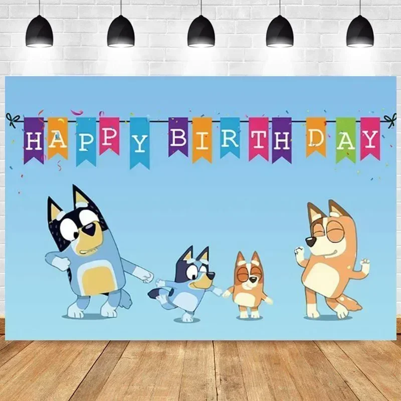 150x100cm Bluey Background Banner Cartoon Bluey Bingo Photo Shooting Backdrops Birthday Party Decoration  Family Photography