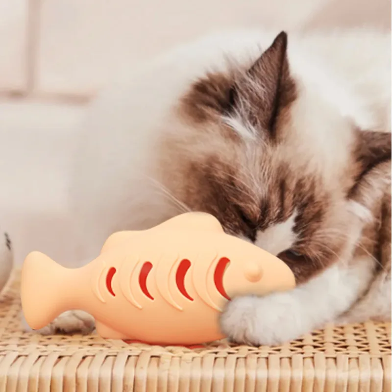 Cross-border Cat Toys Silicone Fish Larvae Self-pleasure Cat Stick Fish Bite Kitten Supplies Snacks Mint Toys