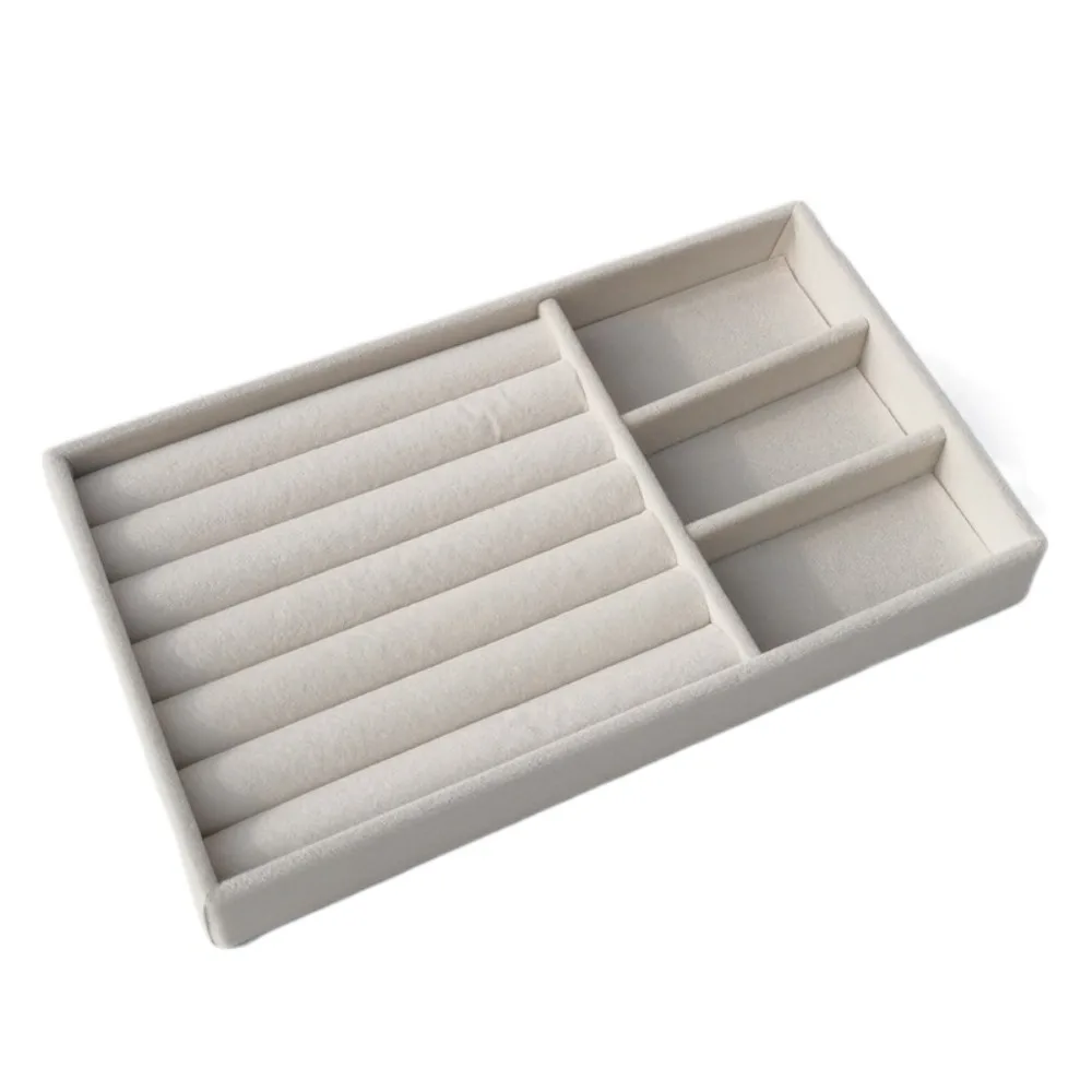 

Solid Wooden Rings Earrings Organizer Bracelets Necklaces Velvet Jewelry Tray Box Flannelette Jewelry Storage Pallet Beads