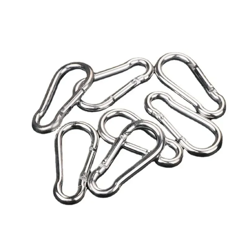 2 Psc Outdoor No. 5 5*50mm Gourd-shaped Carabiner Iron Galvanized Spring Hook Connecting Ring Camping Hiking Gadgets Accessories